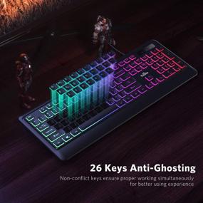 img 2 attached to Улучшите свой игровой опыт с FIODIO Rainbow мембранной игровой клавиатурой: тихая, с анти-призраковой функцией, защита от проливов, мультимедийное управление и многое другое!