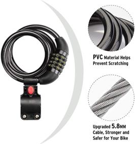 img 3 attached to 🔒 Titanker Bike Lock Cable: Self Coiling Combination Lock with Mounting Bracket - 1/2 Inch Diameter