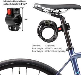 img 1 attached to 🔒 Titanker Bike Lock Cable: Self Coiling Combination Lock with Mounting Bracket - 1/2 Inch Diameter