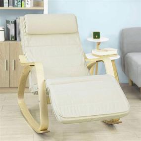 img 2 attached to 🪑 Comfortable Relax Rocking Chair with Foot Rest Design, Lounge Chair, Recliners - Haotian FST16-W, White Color, Poly-Cotton Fabric Cushion