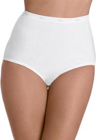 img 1 attached to Hanes Women's Core Cotton Extended Size Brief Panty Pack Of 5 in Creamy White