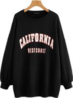 👕 shein women's crewneck letter print sweatshirt: stylish pullover top with a trendy twist логотип