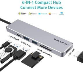 img 3 attached to 🔌 Wavlink 6-in-1 USB C Hub with HDMI 4K@30Hz, 2 USB 3.0 Ports, 100W PD Charging, SD/TF Card Reader | Compatible with MacBook Pro 2016+, MacBook Air 2018+, and Other Type C Devices