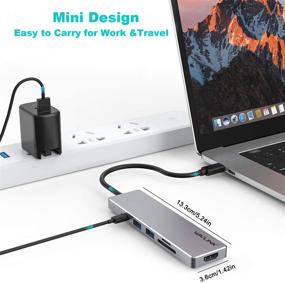 img 1 attached to 🔌 Wavlink 6-in-1 USB C Hub with HDMI 4K@30Hz, 2 USB 3.0 Ports, 100W PD Charging, SD/TF Card Reader | Compatible with MacBook Pro 2016+, MacBook Air 2018+, and Other Type C Devices
