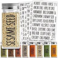 🏷️ 145 preprinted spice jar labels by talented kitchen: clear sticker, water resistant with black all caps spice names + numbers for rack organization, spice jars. enhanced seo. logo