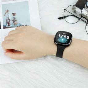 img 2 attached to Металлические ремешки Girovo для Fitbit Versa 3 и Sense - Стильный браслет из нержавеющей стали 📿 со защитой экрана и аксессуарами ремешка, подходит для женщин и мужчин - Черный.