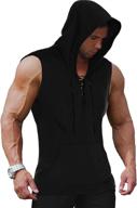 👕 coofandy men's lace-up hoodie tank top: sleeveless gym hooded cut-off shirt for bodybuilding & muscle training logo