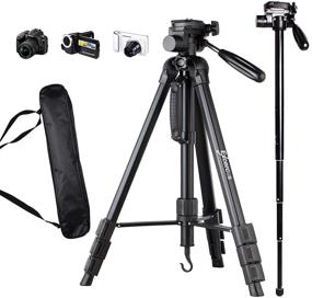 img 4 attached to 📷 EXCERCUS Camera Tripod: 72-inch 2-in-1 Aluminum Professional Kit for Canon Nikon DSLR Video Shooting