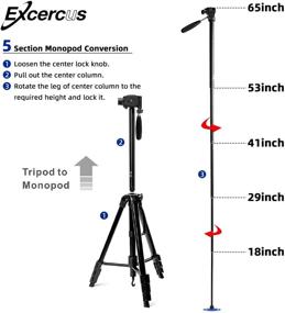 img 1 attached to 📷 EXCERCUS Camera Tripod: 72-inch 2-in-1 Aluminum Professional Kit for Canon Nikon DSLR Video Shooting