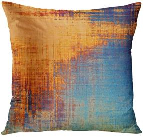 img 1 attached to Vintage Abstract Blue and Orange Messy Rust Painting Throw Pillow Covers - Set of 4