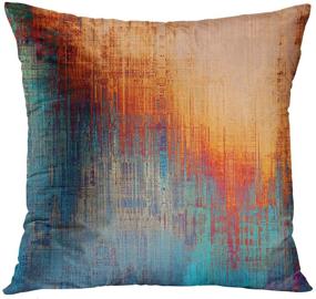 img 2 attached to Vintage Abstract Blue and Orange Messy Rust Painting Throw Pillow Covers - Set of 4