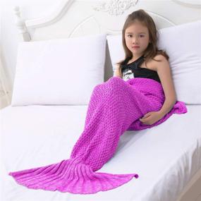 img 1 attached to LAGHCAT Mermaid Tail Blanket Crochet for Adult, Soft All Seasons Snuggle Sleeping Bag Blankets, Classic Pattern, (56"x28", Pink) - Mermaid Blanket