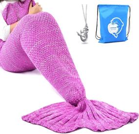 img 4 attached to LAGHCAT Mermaid Tail Blanket Crochet for Adult, Soft All Seasons Snuggle Sleeping Bag Blankets, Classic Pattern, (56"x28", Pink) - Mermaid Blanket