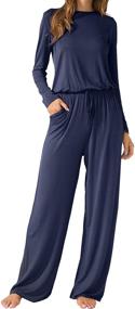 img 4 attached to 👗 LAINAB Women's O Neck Loose Wide Leg Jumpsuits: Stylish Casual Wear with Convenient Pockets