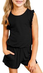 img 3 attached to Стильный рукаватый комбинезон Actloe Fashion с карманами для девочек: идеальный выбор одежды для комбинезонов и ромперов.