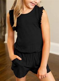 img 1 attached to Стильный рукаватый комбинезон Actloe Fashion с карманами для девочек: идеальный выбор одежды для комбинезонов и ромперов.