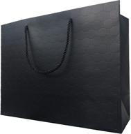 🎁 extra large black gift bags 16x6x12 - pack of 10 - luxury matte - embossed - xl gift bag - handles - black paper shopping bags - modern - fancy - elegant - for presents - merchandise - retail - boutique - clothing - wedding - birthday - bridal - baby shower logo