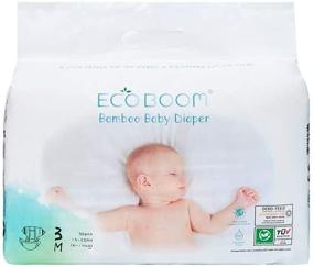 img 4 attached to Подгузники для младенцев из бамбука ECO BOOM: 100% натуральные, экологически чистые, с антипротечной системой, размер 3 (13-22 фунта), мягкие и чувствительные, 32 штуки.