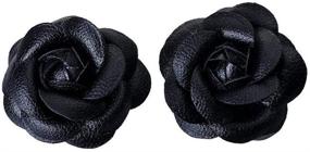 img 3 attached to Stylish DIY Faux Leather Rose Flower Winter Boots Wedding Sandals Sock Scarf Bag Shoe Package - Eternal Flower (Black) - 8PCS Set