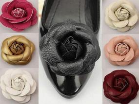 img 2 attached to Stylish DIY Faux Leather Rose Flower Winter Boots Wedding Sandals Sock Scarf Bag Shoe Package - Eternal Flower (Black) - 8PCS Set