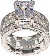 💍 3.9 ct emerald milgrain cz bridal engagement wedding ring set with center stone of 3 cts - regal design logo