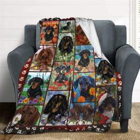 img 4 attached to 🐶 LORBUK Dachshund Fleece Blanket Throws – Super Soft & Cozy Reversible Blanket for Couch, Chair, Bed, Sofa & Office – Adult Size (60"x80")