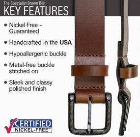 img 3 attached to Premium Brown Leather Men's Belts with Specialist Nickel Accessories