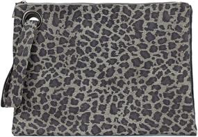 img 4 attached to Stylish Oversized Leopard Leather Wristlet: Perfect Women's Handbags & Wallets for Evening Occasions
