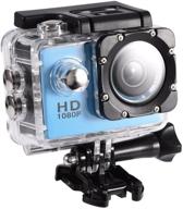 📷 12mp waterproof action camera for outdoor sports – full hd 1080p video dv camera with lcd screen, rechargeable batteries, and mounting accessories kits (blue) logo