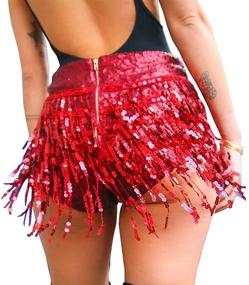 img 4 attached to 💃 Yollmart Women's Sequined Tassel Skirts Shorts for Booty Dance Festival Bottoms