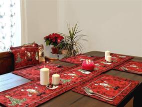 img 3 attached to 🎅 Tache Antique Vintage Christmas Eve Table Runners, 13 x 54" - Santa Claus Traditional Holiday Season Red Decorative Woven Tapestry