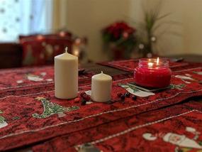 img 1 attached to 🎅 Tache Antique Vintage Christmas Eve Table Runners, 13 x 54" - Santa Claus Traditional Holiday Season Red Decorative Woven Tapestry