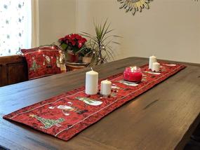 img 2 attached to 🎅 Tache Antique Vintage Christmas Eve Table Runners, 13 x 54" - Santa Claus Traditional Holiday Season Red Decorative Woven Tapestry