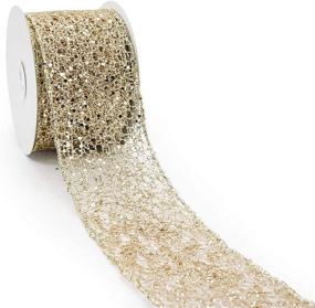 img 4 attached to 🎀 CT CRAFT LLC Sparkling Glitter Mesh Ribbon - 2.5” x 10 Yards x 1 Roll - Champagne Gold - Perfect for Home Decor, Gift Wrapping, DIY Crafts