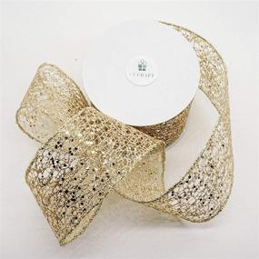 img 2 attached to 🎀 CT CRAFT LLC Sparkling Glitter Mesh Ribbon - 2.5” x 10 Yards x 1 Roll - Champagne Gold - Perfect for Home Decor, Gift Wrapping, DIY Crafts