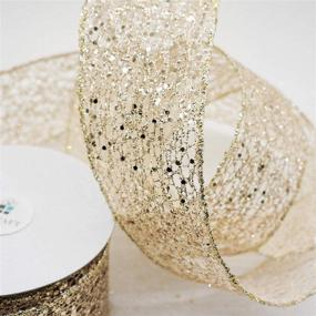 img 1 attached to 🎀 CT CRAFT LLC Sparkling Glitter Mesh Ribbon - 2.5” x 10 Yards x 1 Roll - Champagne Gold - Perfect for Home Decor, Gift Wrapping, DIY Crafts
