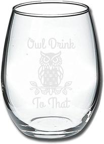 img 2 attached to Owl Drink To That Funny 15 Ounce Stemless Wine Glass: Perfect Birthday Owl Themed Gift For Men or Women, Owls Kitchen Decor, Unique Owl Housewarming Gift