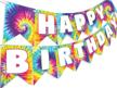 tie dye happy birthday banner logo