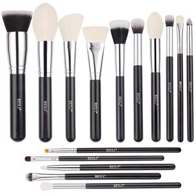 img 4 attached to 💄 BEILI 15pcs Professional Makeup Brush Set – Natural Goat Hair & Premium Synthetic Kabuki Brushes for Face, Eyes, and Blending – Complete Kit for Flawless Makeup Application (Black/Silver)