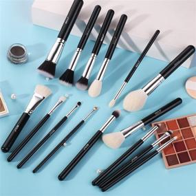 img 3 attached to 💄 BEILI 15pcs Professional Makeup Brush Set – Natural Goat Hair & Premium Synthetic Kabuki Brushes for Face, Eyes, and Blending – Complete Kit for Flawless Makeup Application (Black/Silver)