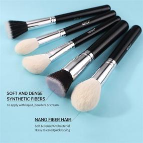 img 2 attached to 💄 BEILI 15pcs Professional Makeup Brush Set – Natural Goat Hair & Premium Synthetic Kabuki Brushes for Face, Eyes, and Blending – Complete Kit for Flawless Makeup Application (Black/Silver)