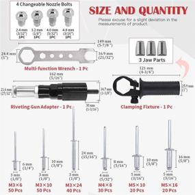 img 3 attached to 🔧 Hilitchi Professional Rivet Gun Adapter Kit + 210Pcs M3 M4 M5 Aluminum Assorted Rivets + 4Pcs Nozzle Bolts + Wrench & Clamping Fixture + Cordless Drill Compatibility + Sheet Metal Work