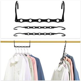 img 4 attached to 📦 Maximize Your Closet Space with Timirog Space Saving Hangers, Black Plastic Magic Hangers - 6 Pack