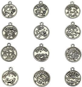 img 1 attached to 🔮 LolliBeads (TM) Vintage Style Round Charm Zodiac Set: Exquisite Antiqued Tibetan Silver Jewelry Making Kit