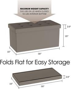 img 3 attached to 🪑 Luxurious Gray Folding Storage Bench Ottoman – 30” Faux Leather: Stylish and Functional!