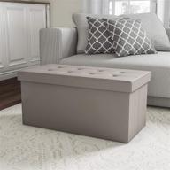 🪑 luxurious gray folding storage bench ottoman – 30” faux leather: stylish and functional! logo