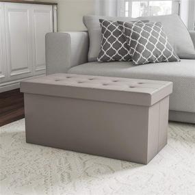 img 4 attached to 🪑 Luxurious Gray Folding Storage Bench Ottoman – 30” Faux Leather: Stylish and Functional!