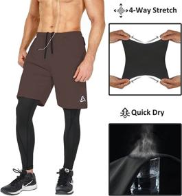 img 2 attached to SILKWORLD Men's 2-in-1 Running Pants Workout Shorts with Zippered Pockets for Gym & Sweatpants