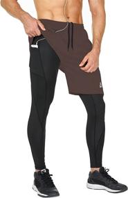 img 4 attached to SILKWORLD Men's 2-in-1 Running Pants Workout Shorts with Zippered Pockets for Gym & Sweatpants