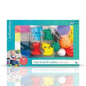 img 1 attached to 🔮Набор игрушек Infantino Sensory Balls Blocks & Buddies - 20 штук для развития тактильных ощущений, когнитивных и физических навыков, знакомства с цветами и цифрами в раннем возрасте.